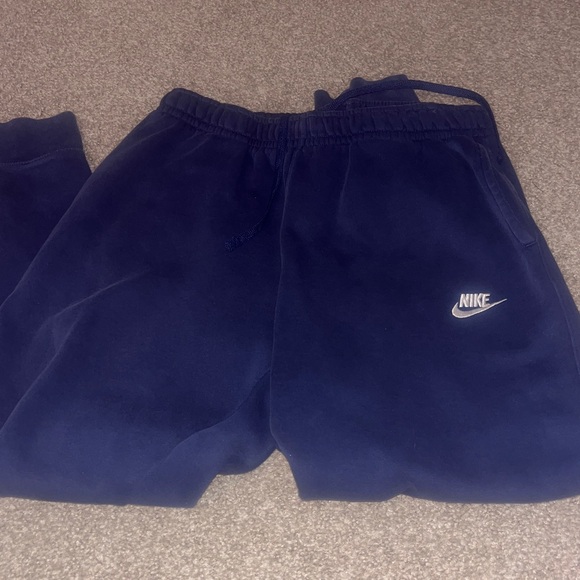 Nike Navy Joggers with White Logo - Picture 1 of 4